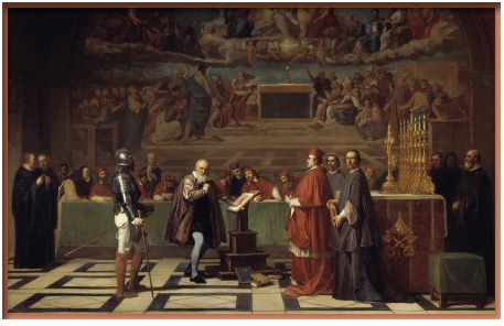 Wikimedia common: A 19th-century depiction of Galileo before the Holy Office, by Joseph-Nicolas Robert-Fleury File:Galileo before the Holy Office - Joseph-NicolaRobert-Fleury, 1847.png